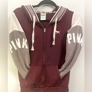Victoria's Secret PINK Burgundy and White Hoodie